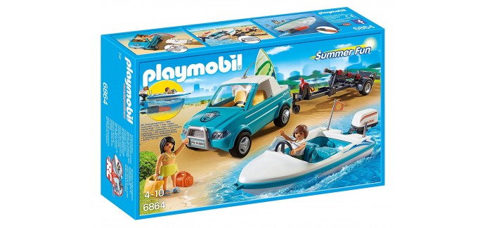 King Jouet: Playmobil Voiture avec bateau et moteur submersible (6864) à 19,99€