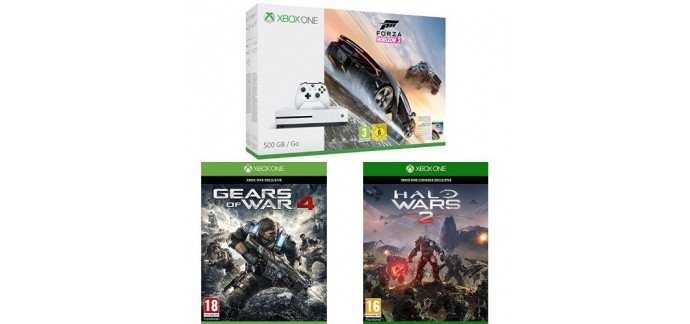 Amazon: Xbox One S 500 Go + Forza Horizon 3 + Gears of War 4 + Halo Wars 2 à 249,99€