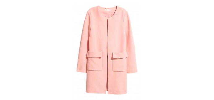 H&M: Manteau court rose clair à 27,99€ au lieu de 39,99€