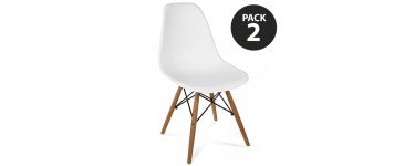eBay: Lot de 2 chaises Design Rétro Nordic McHaus blanche avec pieds en bois à 39,90€