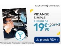 Norauto: Une simple vidange pour votre véhicule à 19,90€ au lieu de 29,90€