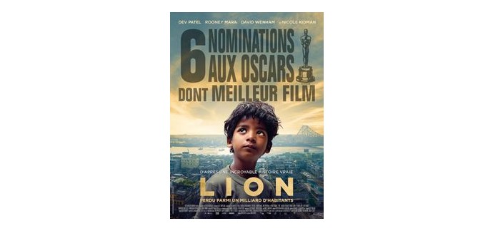 Allociné: 20 DVD du film "Lion" à gagner