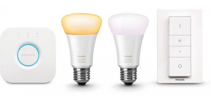 Amazon: Kit 2 ampoules Philips Hue White Ambiance + Pont + Télécommande à 89,90€