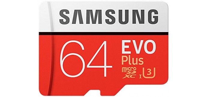 Amazon: Carte mémoire microSDXC Samsung Evo Plus U3 64 Go à 29,90€