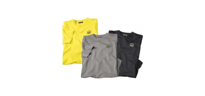 Atlas for Men: Lot de 3 Tee-Shirts Polyester à 9,95€ au lieu de 33,50€