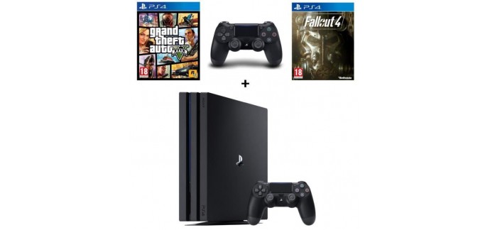 Cdiscount: PS4 Pro Noire 1 To + 2e Manette + GTA V + Fallout 4 à 399,99€