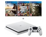 Cdiscount: PS4 Slim White 500 Go + GTA V + Ghost Recon Wildlands + Fallout 4 à 299,99€