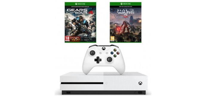 Cdiscount: Pack Xbox One S 500Go + Halo Wars 2 + Gears of War 4 passe de 438,38€ à 199,99€