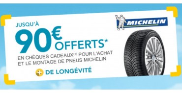 Norauto: Recevez jusqu'à 90€ offerts pour l'achat de 2 ou 4 pneus Michelin