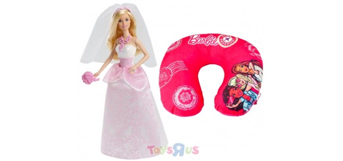 ToysRUs: 1 coussin de voyage Barbie offert dès 25€ d'achat de jouets Barbie