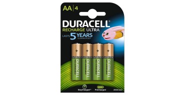 Amazon: Lot de 4 piles Rechargeables Duracell Recharge Ultra type AA 2500 Mah à 10,99€