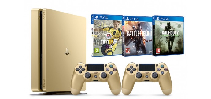 Amazon: PS4 Gold + 2e manette + FIFA 17 + Battlefield 1 + CoD: Modern Warfare à 309,99€