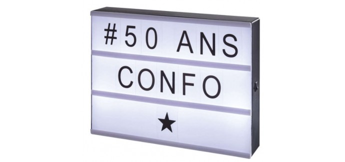 Conforama: Panneau lumineux personnalisable LIGHTBOX à 7,98€ au lieu de 15,85€