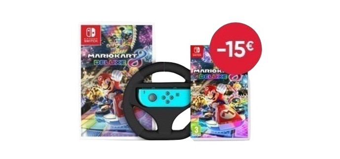 Fnac: Pack Mario Kart 8 Edition Deluxe Nintendo Switch (jeu + guide + volant) à 59,99€