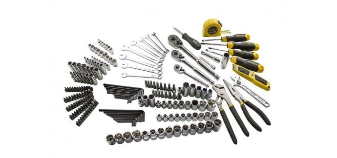 Amazon: Coffret d’outils Stanley pour mécanique 210 pièces à 75 €