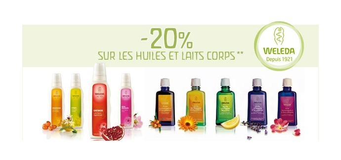 Monde Bio: -20% sur les huiles et laits corps WELEDA 