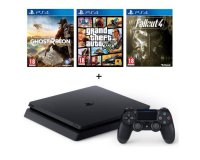 Cdiscount: PS4 Slim Noire 500Go + 3 jeux : GTA V + Ghost Recon Wildlands + Fallout 4 à 299€