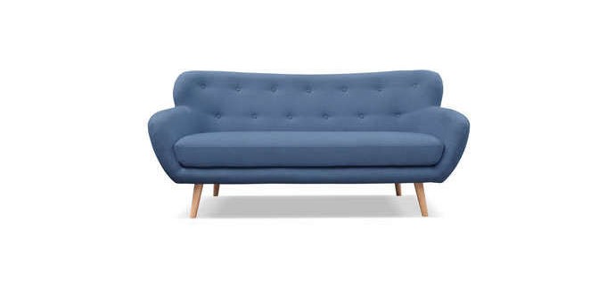 Conforama: Canapé fixe 3 places en tissu OSLO coloris bleu à 399,10€ au lieu de 566,50€