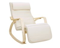 Amazon: Fauteuil à bascule Rocking Chair avec Repose-pieds réglable beige à 69,99€