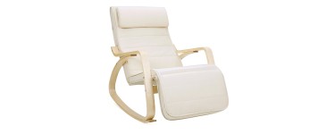 Amazon: Fauteuil à bascule Rocking Chair avec Repose-pieds réglable beige à 69,99€