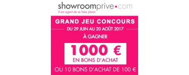 Showroomprive: 1 carte cadeau d’une valeur de 1000€ et 10 cartes cadeaux de 100€