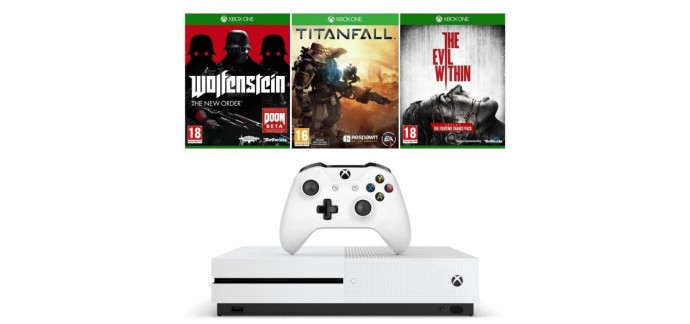 Cdiscount: Xbox One S 500 Go + Wolfenstein + Titanfall + The Evil Within à 239,99€