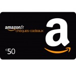 Amazon: Recevez 10€ pour l'achat d'un chèque cadeau d'une valeur de 50€