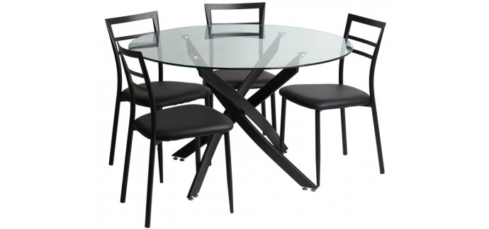 Delamaison: Ensemble Table à manger ronde + 4 chaises en métal en soldes à 118,15€