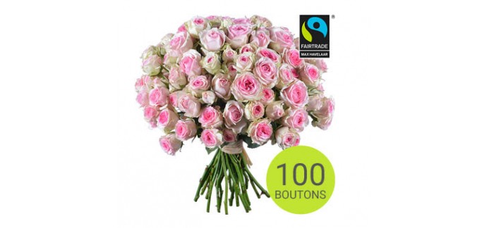 Aquarelle: Le bouquet de 100 roses romantiques à 25 € au lieu de 35 €