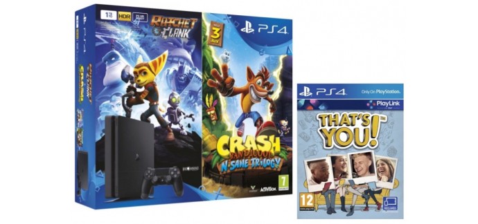 Micromania: Pack PS4 Slim 1 To + Ratchet & Clank + Crash Bandicoot + That's You à 329,99€