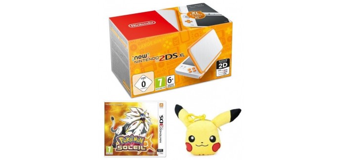 Cdiscount: 1 New Nintendo 2DS XL + le jeu Pokémon Soleil + Peluche Pikachu à 184,99€