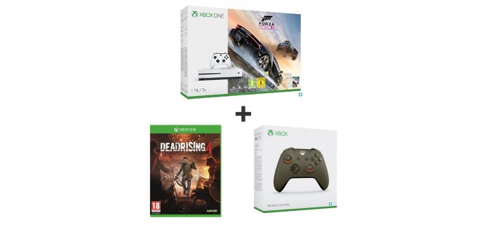 Auchan: Console Xbox One S 1To + Forza Horizon 3 + Dead rising 4 + 2e manette à 299,99€