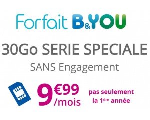 Bouygues Telecom: Forfait mobile appels, SMS et MMS illimités + 30Go d'Internet à 9,99€/mois à vie