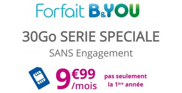 Bouygues Telecom: Forfait mobile Appels, SMS et MMS illimités + 30Go d'Internet (et 4Go en Europe) à 9,99€/mois à vie