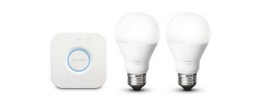 Amazon: Kit de démarrage Philips 2 ampoules Hue White E27 + pont de connexion à 48,80€