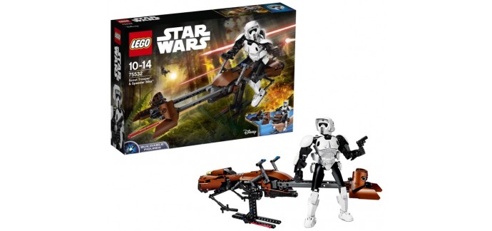 Amazon: Jeu de Construction LEGO Star Wars Scout Trooper & Speeder Bike (75532) à 35,50€