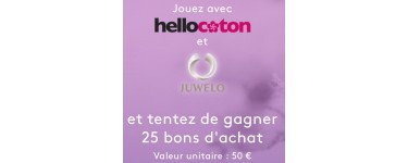 Hellocoton: 25 bons d'achat Juwelo de 50€ à gagner