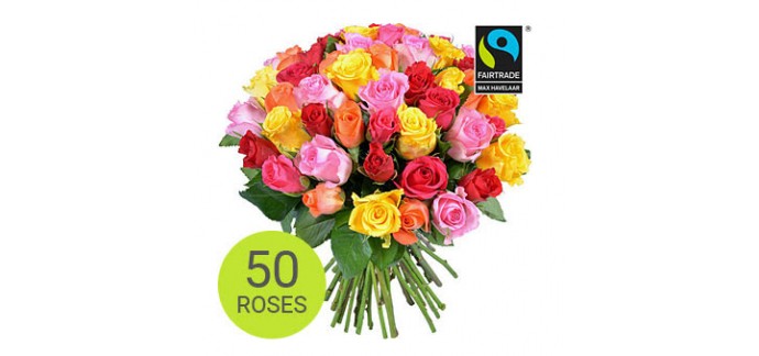 Aquarelle: Le bouquet de 50 roses à 26,50 € au lieu de 34,50 €