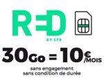 RED by SFR: Forfait mobile tout illimité + 30Go d'Internet et 4Go en Europe à 10€/mois à vie et sans engagement