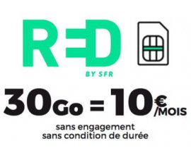 RED by SFR: Forfait mobile tout illimité + 30 Go 4G à 10€/mois à vie et sans engagement