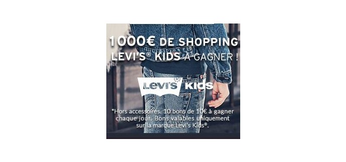 Kidiliz: 100 bons d'achat Levi's Kids de 10€ à gagner