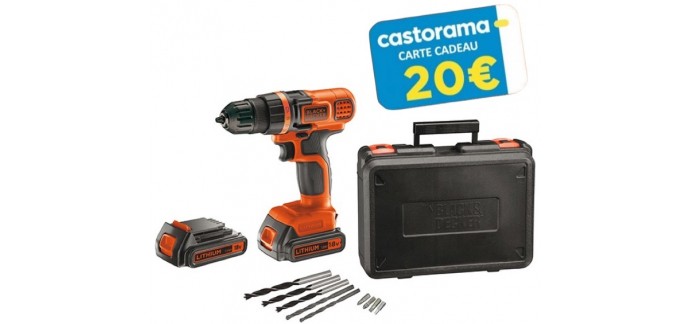 Castorama: 1 carte cadeau de 20€ offerte pour l'achat d'une perceuse Black+Decker 18V