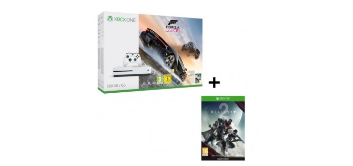Cdiscount: Pack Xbox One S 500Go avec Forza Horizn 3 + Destiny 2 à 249€ au lieu de 341,12€