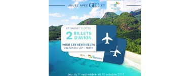 GEO: 2 billets d'avion A/R pour les Seychelles à gagner