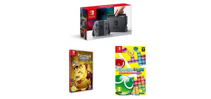 Amazon: Console Nintendo Switch Gris + Rayman Legends + Puyo Puyo Tetris à 349,99€
