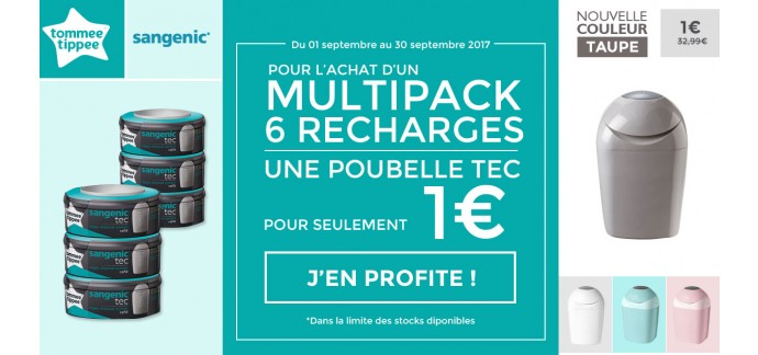 Allobébé: Multipack 6 recharges Tec Sangenic acheté = Poubelle Tec à 1€