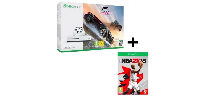 Cdiscount: Pack Xbox One S 500 Go Forza Horizon 3 + NBA 2k18 à 249€