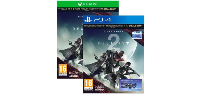 SimplyGames: Destiny 2 sur PS4 ou Xbox One + DLC à 37,80€ au lieu de 59,99€