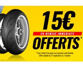 Dafy Moto: 1 pneus route Dunlop acheté = 15€ de réduction offerts