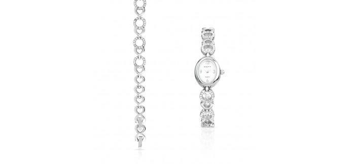 MATY: Montre et bracelet métal avec cristaux blancs à 17,70€ au lieu de 59€